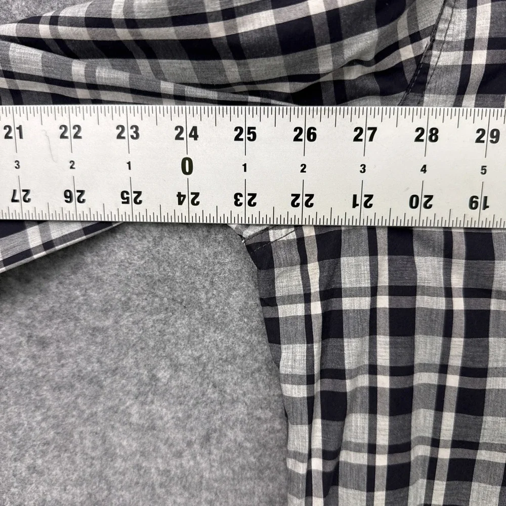 The North Face Button Down Shirt L Black White Plaid Cotton Long Sleeve A3MMU